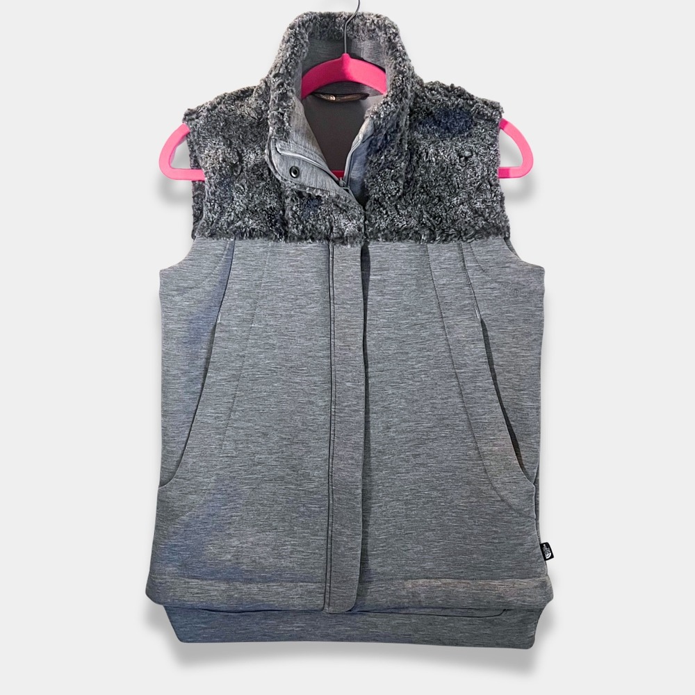 North Face Hybrination Thermal 3D Vest Heather Grey Faux Fur S Gorpcore